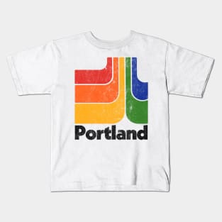 Portland, OR // Retro Typography Design Kids T-Shirt